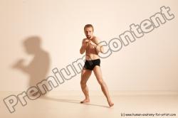 Underwear Martial art Man White Moving poses Slim Short Blond Dynamic poses Academic